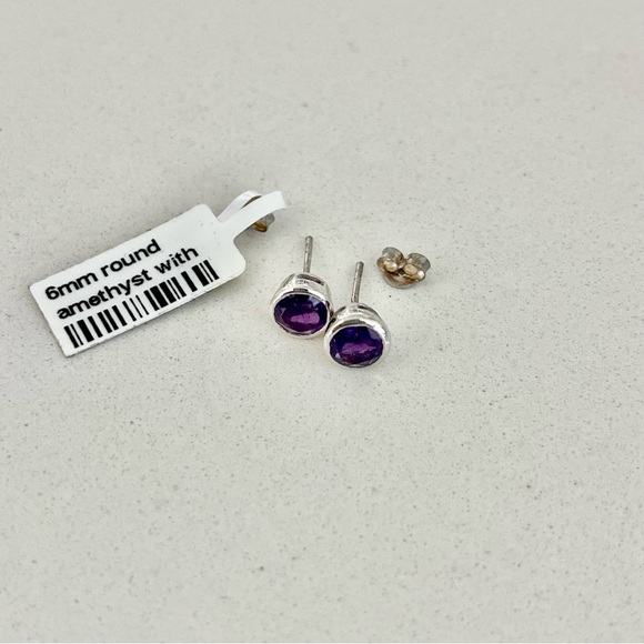 Sterling silver 925 Amethyst earrings - Picture 3 of 8